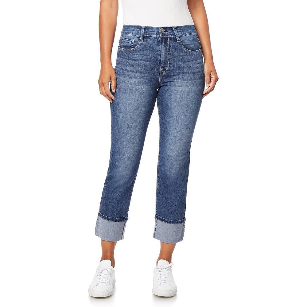 Women’s Crop Jeans Cotton Blend Straight Leg Casual Fit Size 16